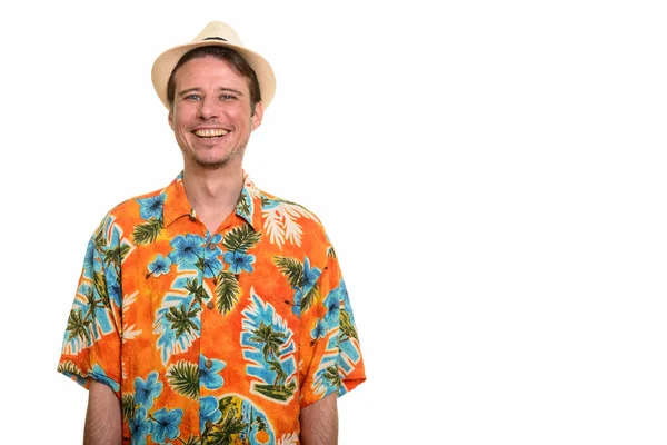 Homem caucasiano feliz pronto para férias — Fotografia de Stock