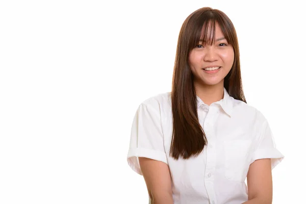 Gelukkig Aziatische tiener meisje glimlachend — Stockfoto