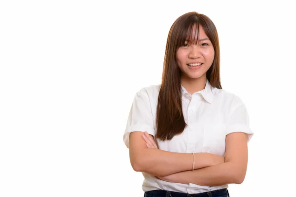 Gelukkig Aziatische tiener meisje glimlachend — Stockfoto