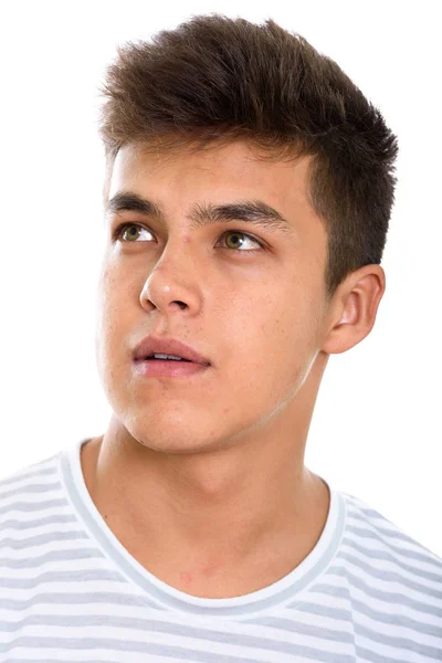 Cara de joven hombre guapo pensando mientras mira hacia arriba — Foto de Stock