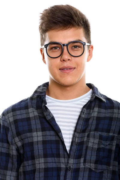 Studioaufnahme eines jungen gutaussehenden Mannes mit Brille — Stockfoto