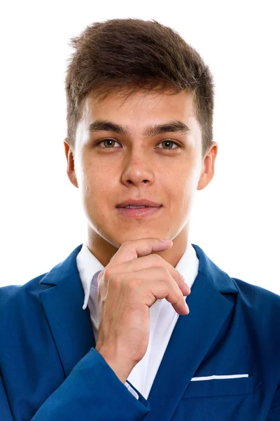 Rosto de homem bonito jovem pensando — Fotografia de Stock