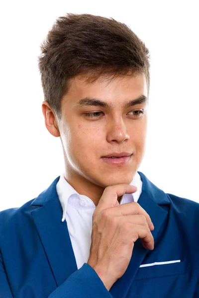 Rosto de homem bonito jovem pensando enquanto olha para baixo — Fotografia de Stock