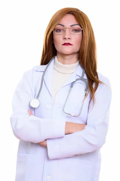 Studio shot of woman doctor with arms crossed — Stock Photo, Image