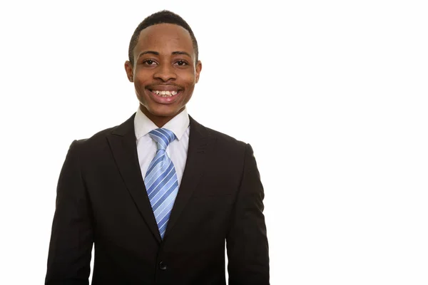Fiatal boldog afrikai üzletember mosolyog — Stock Fotó