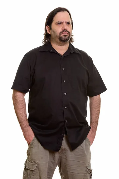 Fat Caucasian man thinking — Stock Photo, Image