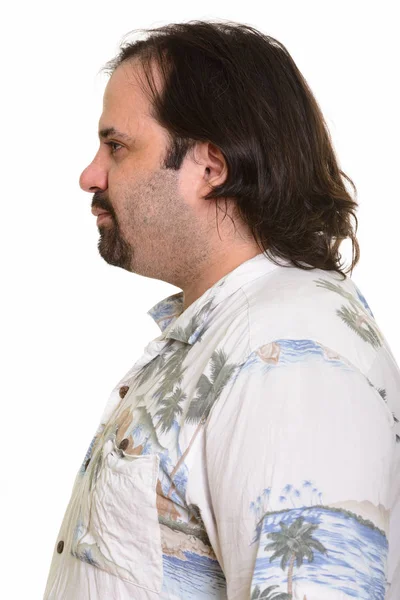 Profile view of fat Caucasian man ready for vacation — Stock Photo, Image