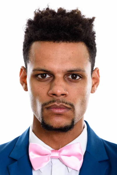 Face of young African businessman wearing tuxedo — Stock Photo, Image