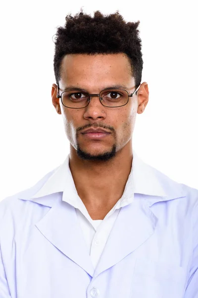 Face of young African man doctor wearing eyeglasses — Stock Photo, Image