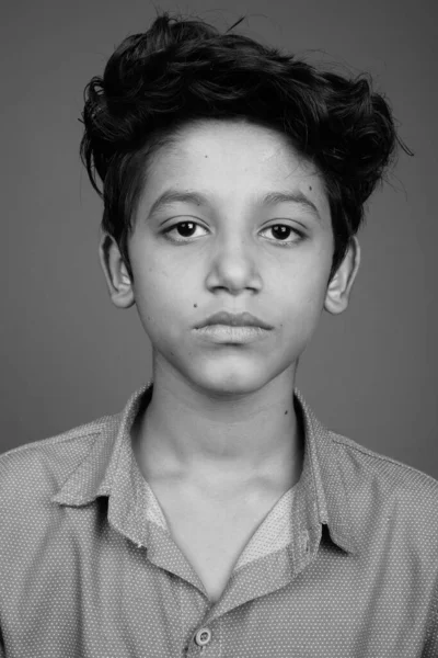 Studio Shot Young Indian Boy Wearing Smart Casual Clothing Gray — ストック写真