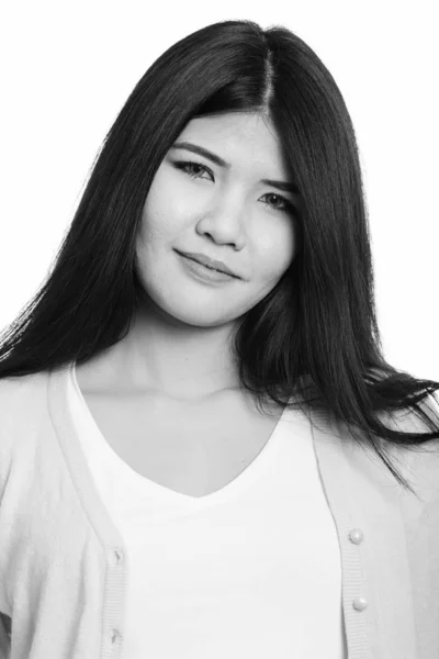 Rostro de joven hermosa mujer asiática en blanco y negro — Foto de Stock