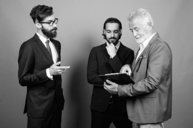 Çok ırklı sakallı iş adamlarının portresi.