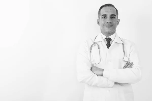 Mature Persan homme médecin en noir et blanc — Photo