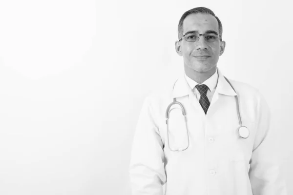 Maduro persa homem médico no preto e branco — Fotografia de Stock