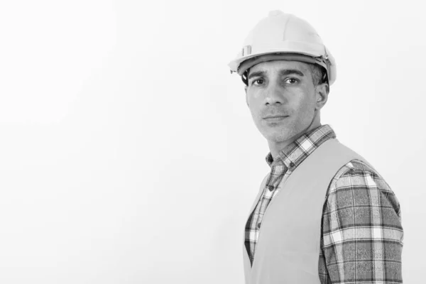 Érett perzsa férfi építőmunkás fekete-fehér — Stock Fotó