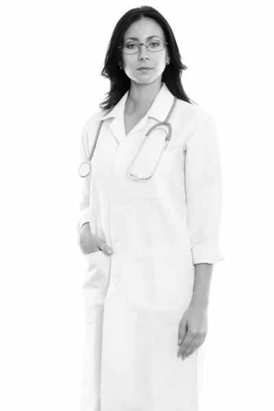 Studio Shot Young Beautiful Woman Doctor Isolated White Background Black — Stock Photo, Image