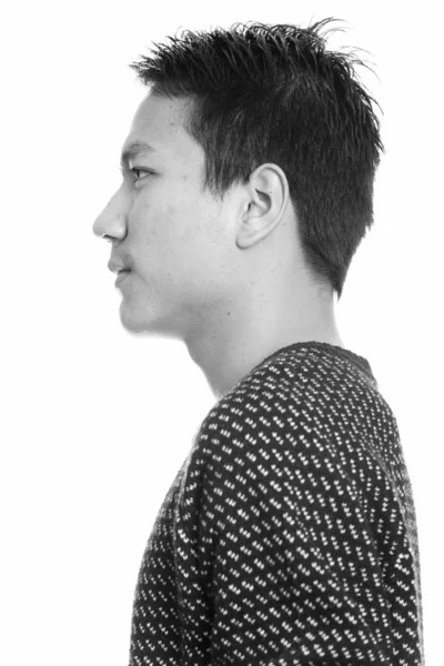 Siyah Beyaz Arka Planda Izole Edilmiş Yakışıklı Asyalı Adamın Stüdyo — Stok fotoğraf