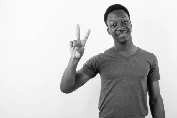 Знімок Молодого Вродливого Африканця Чорно Білому Фоні — стокове фото