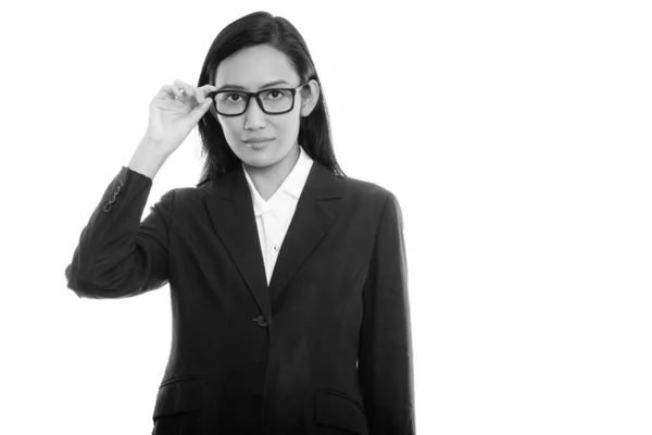 Estudio de tiro de la joven mujer de negocios asiática con gafas —  Fotos de Stock