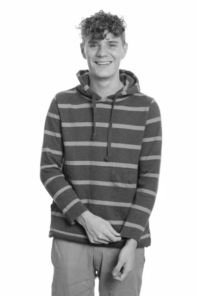 Portrait of young handsome man with curly hair — Stock Photo, Image