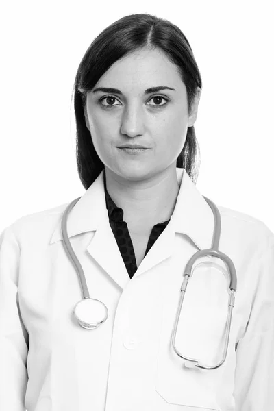 Rosto de mulher bonita médico em preto e branco — Fotografia de Stock