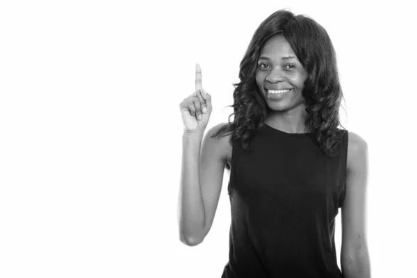 Studio Shot Young African Woman Wearing Wig Isolated White Background — Stock Photo, Image