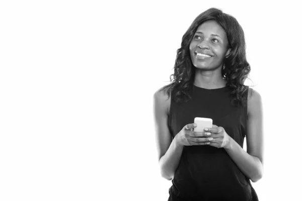 Studio Shot Young African Woman Wearing Wig Isolated White Background — Stock Photo, Image