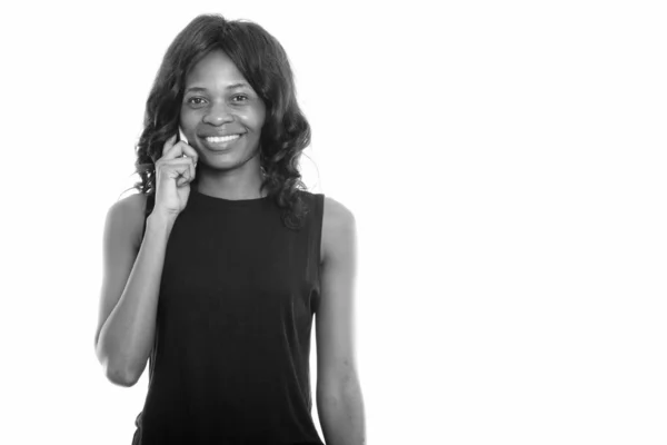 Studio Shot Young African Woman Wearing Wig Isolated White Background — Stock Photo, Image