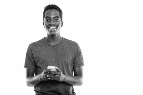 Estudio Joven Adolescente Africano Botswana Aislado Sobre Fondo Blanco Blanco — Foto de Stock