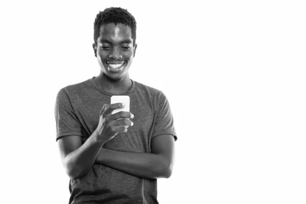 Studio Shot Young African Teenage Boy Botswana Isolated White Background — Stock Photo, Image