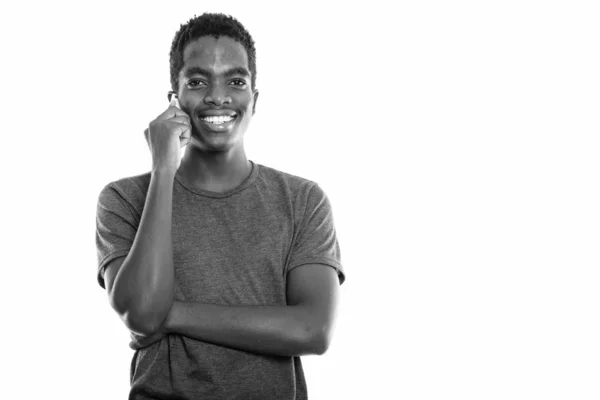 Studio Shot Young African Teenage Boy Botswana Isolated White Background — Stock Photo, Image