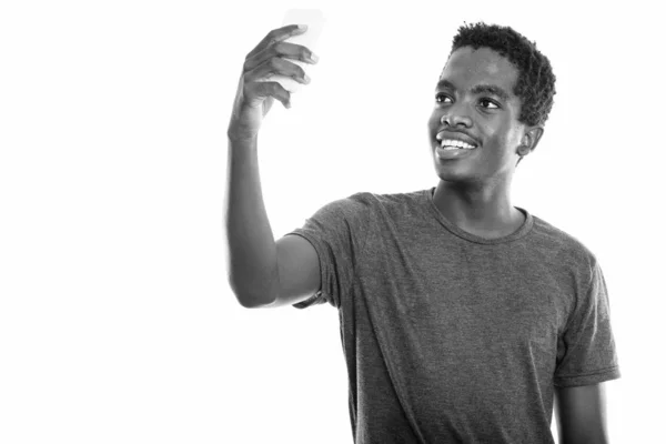 Estudio Joven Adolescente Africano Botswana Aislado Sobre Fondo Blanco Blanco — Foto de Stock