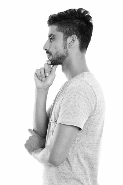 Studio Shot Young Handsome Bearded Persian Man Isolated White Background — 스톡 사진