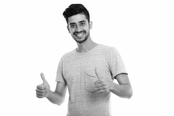 Studio Shot Young Handsome Bearded Persian Man Isolated White Background — 스톡 사진