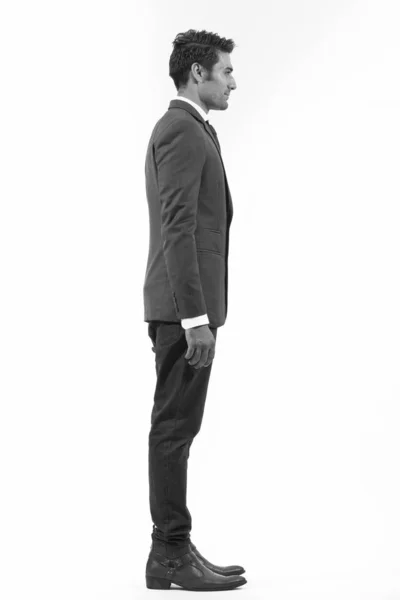 Siyah Beyaz Arka Planda Izole Edilmiş Takım Elbiseli Genç Yakışıklı — Stok fotoğraf