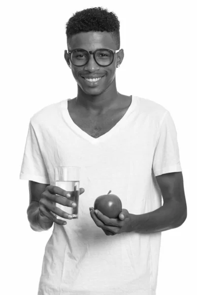 Studio Shot Young Handsome African Man Afro Hair Isolated White — Stock Photo, Image