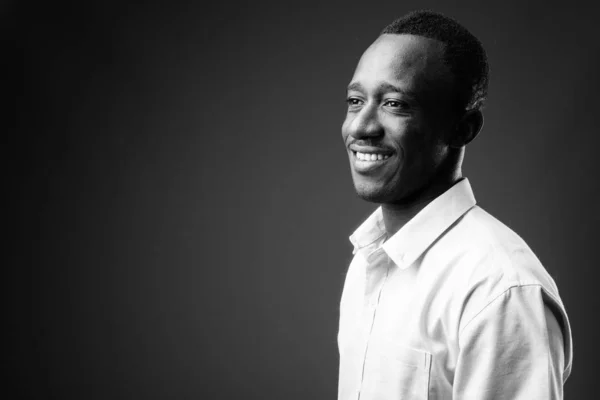 Studio Shot Young African Businessman Gray Background Black White — Fotografia de Stock