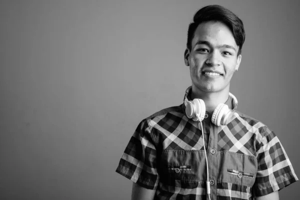 Studio Ditembak Muda Tampan Asia Hipster Remaja Anak Laki Laki — Stok Foto