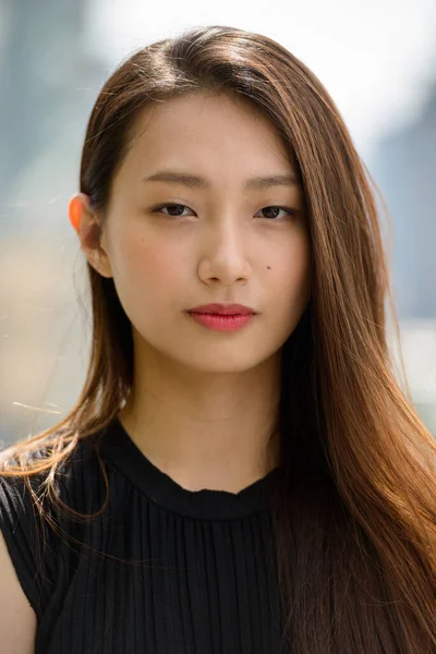 Portrait Young Beautiful Asian Businesswoman View City — Stockfoto