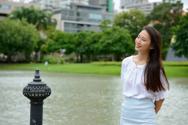 Portrait Young Beautiful Asian Teenage Girl Park — Stock Photo, Image