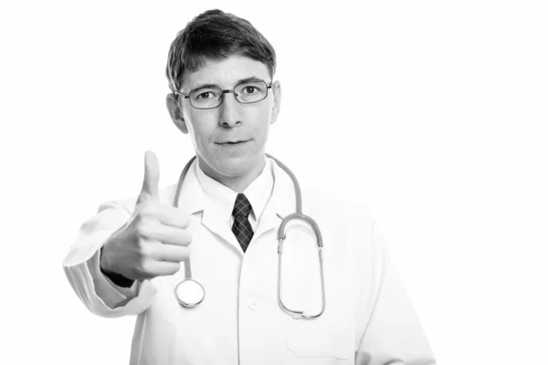 Estudio Hombre Médico Con Gafas Aisladas Sobre Fondo Blanco Blanco —  Fotos de Stock