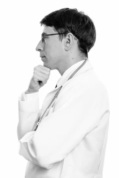 Studio Shot Homme Médecin Avec Des Lunettes Isolées Sur Fond — Photo