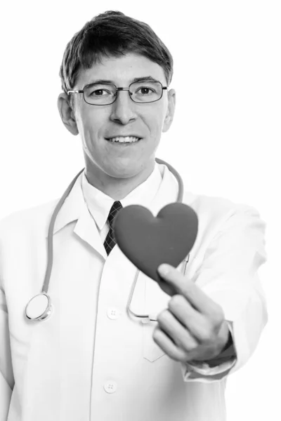 Estúdio Tiro Homem Médico Com Óculos Isolados Contra Fundo Branco — Fotografia de Stock