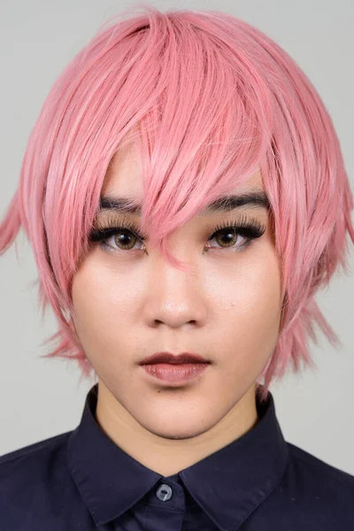 Studio Shot Van Jonge Androgyne Aziatische Transgender Vrouw Tegen Witte — Stockfoto