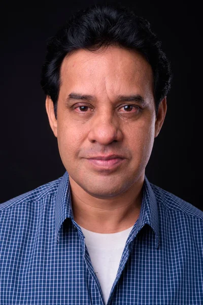 Studio Shot Mature Handsome Indian Man Black Background — Stock Photo, Image