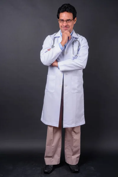 Studio Shot Mature Indian Man Doctor Black Background — Stock Photo, Image
