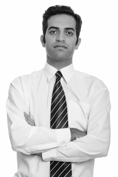Studioaufnahme Eines Jungen Persischen Geschäftsmannes Isoliert Vor Weißem Hintergrund Schwarz — Stockfoto