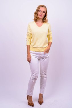Studio shot of beautiful blonde woman