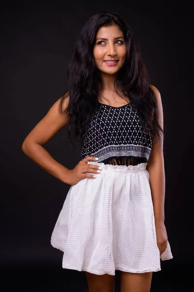 Studio Shot Young Beautiful Indian Woman Black Background — ストック写真