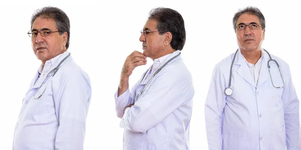 Collage Hombre Persa Mayor Médico Aislado Sobre Fondo Blanco —  Fotos de Stock